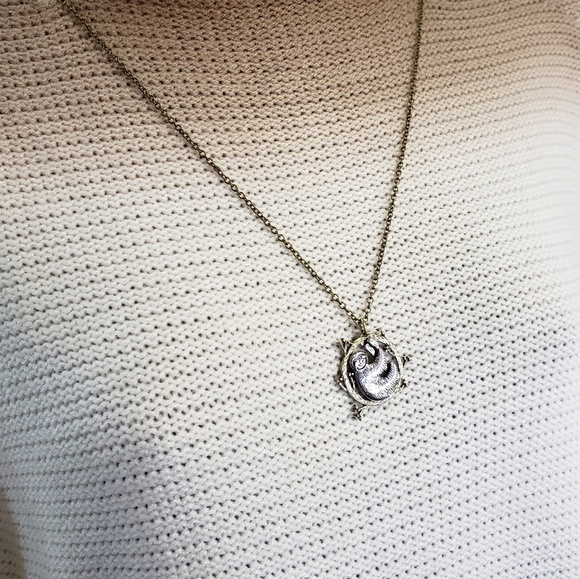 Custom Sloth Necklace Bronze Silver Swinging Tree - Picture 6 of 8